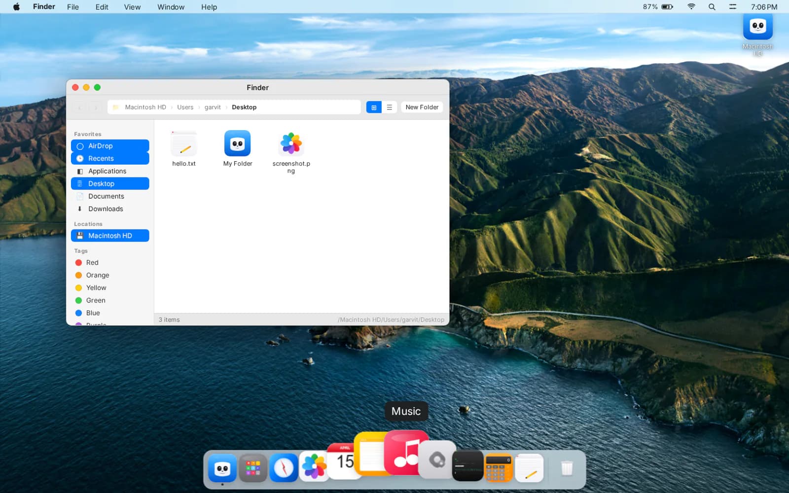 Screenshot of macOS Big Sur