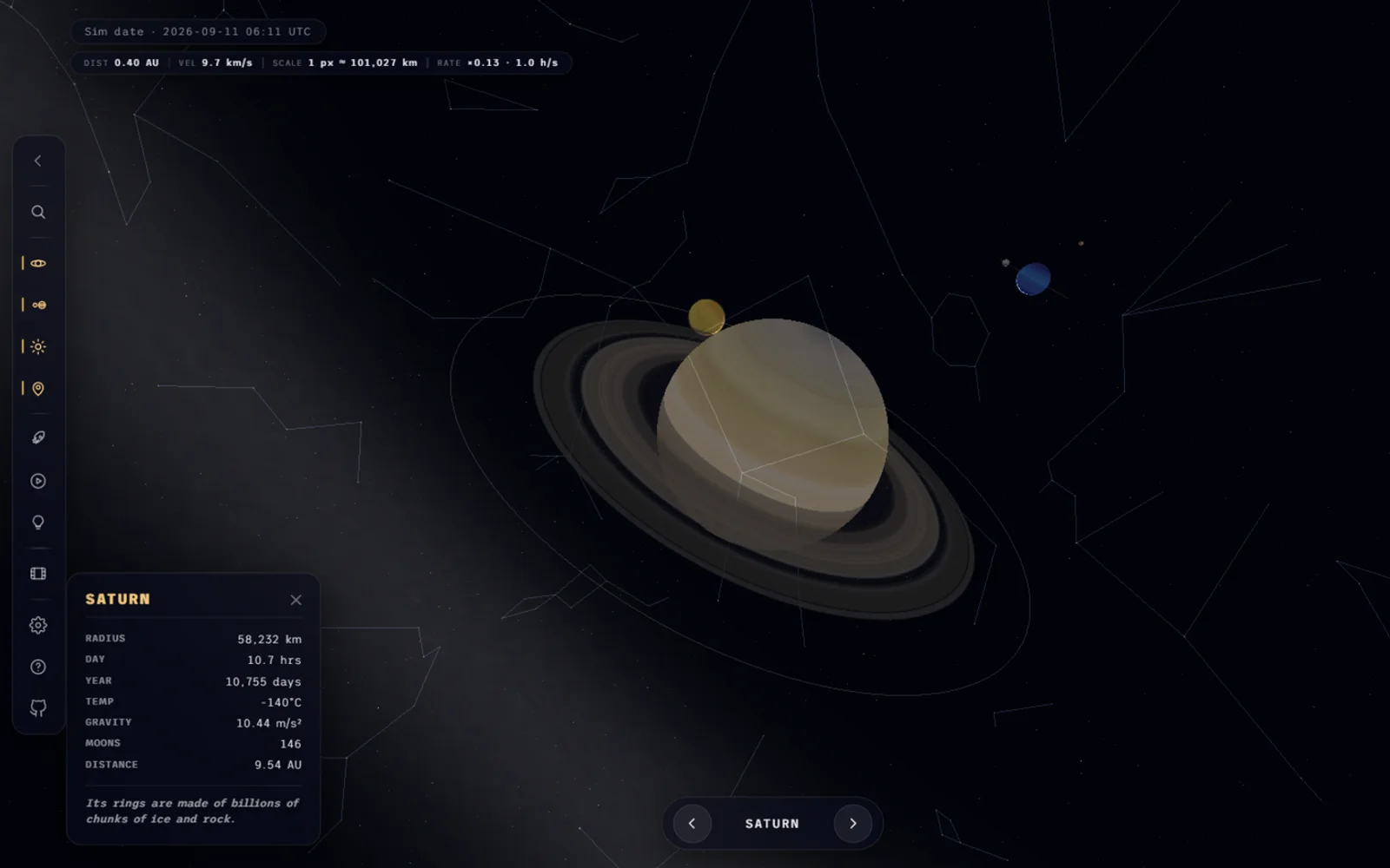 Screenshot of the Solar System website on a desktop screen
